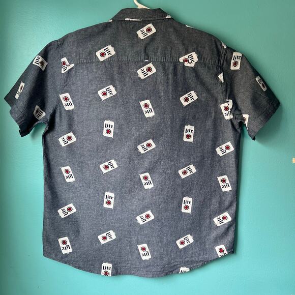 Miller Lite Button Down Shirt Short Sleeve Men's Size XL  active beer mug - Picture 10 of 11